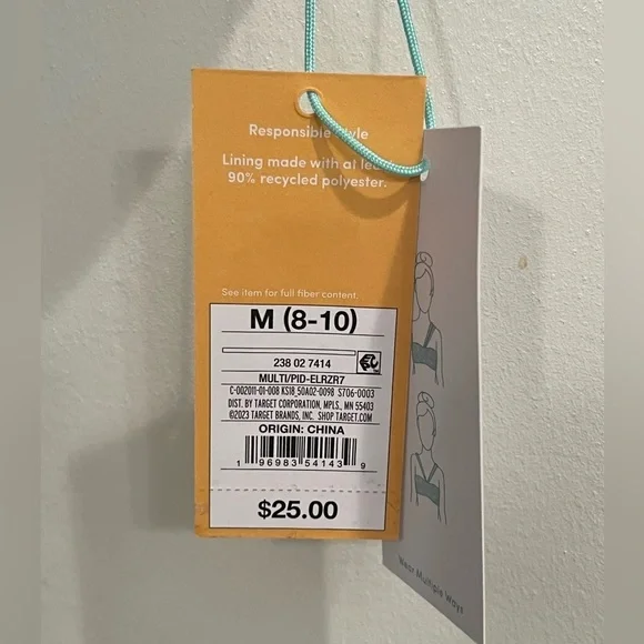 Kona Sol Orange Tropical Print Swim Top, size medium, new! - Picture 5 of 8